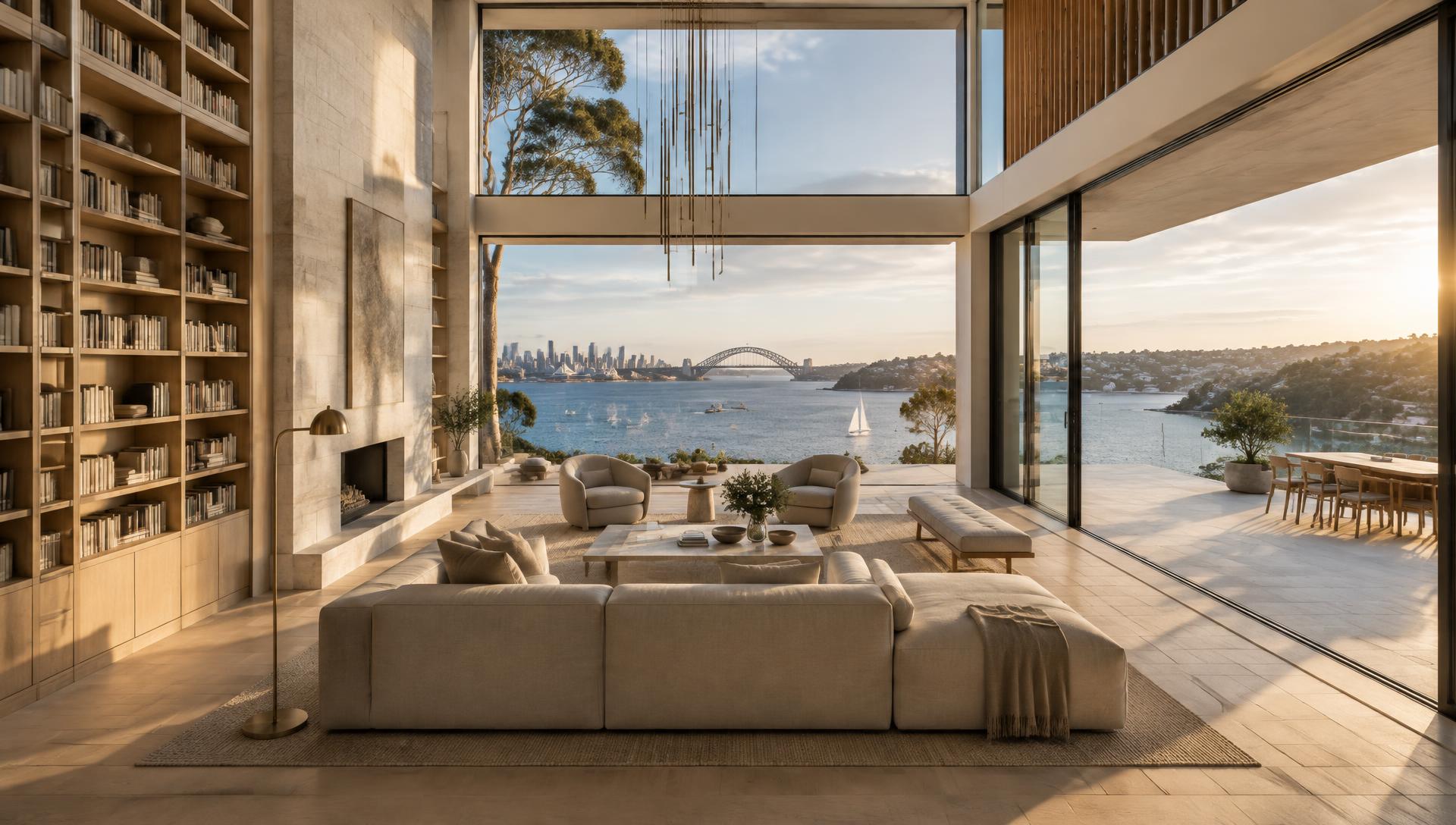 Interior of the Point Piper residence showing bespoke cabinetry and joinery